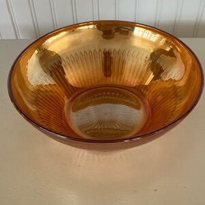 Vintage Carnival Glass Serving Bowl, Cut Glass